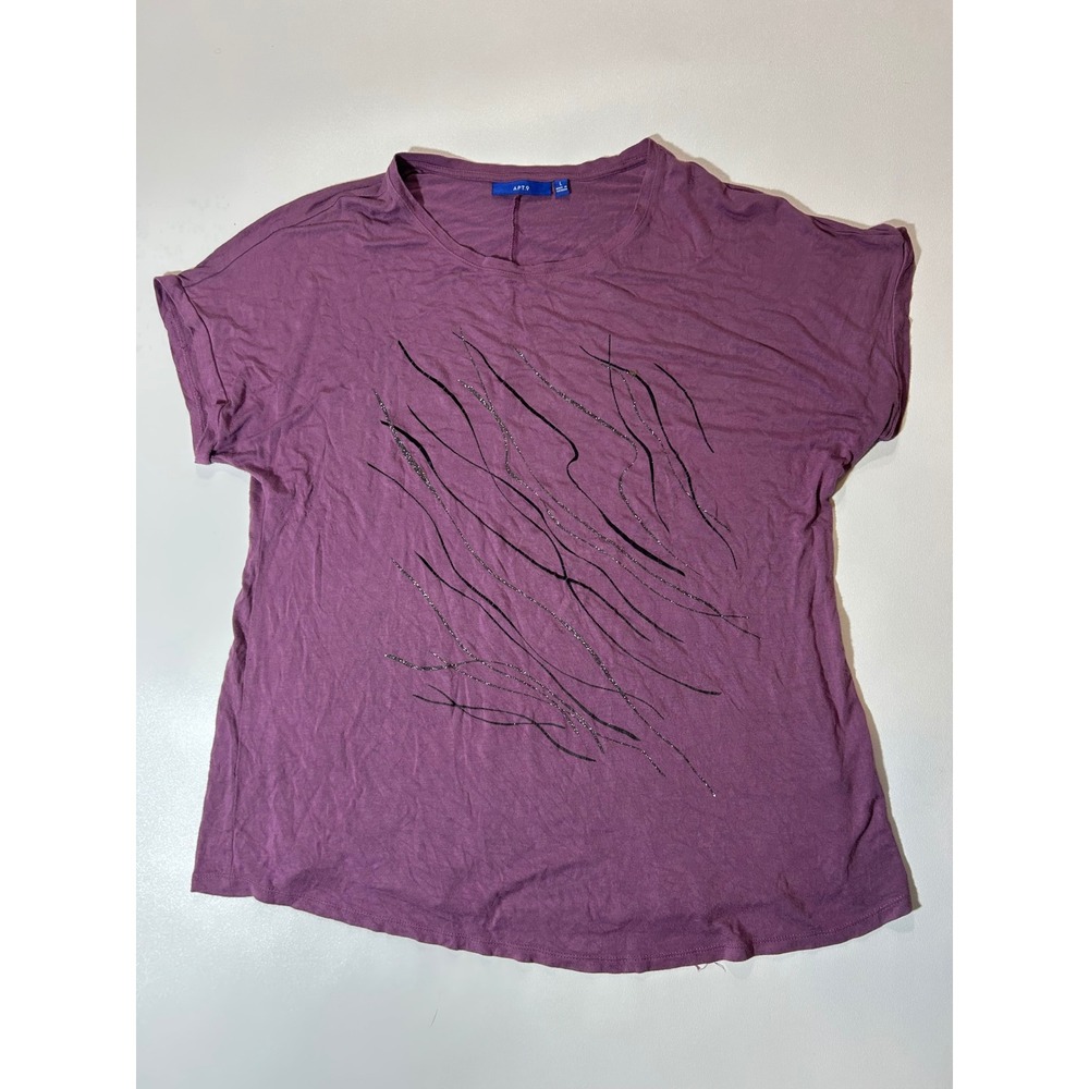 Apt. 9 Graphic Tee Womens Large Purple Excellent Short Sleeve Glitter Abstract
